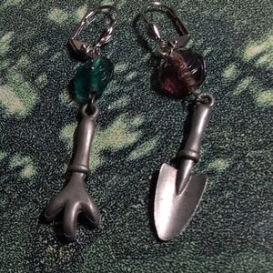 Garden Tool Earrings with Bead Accents